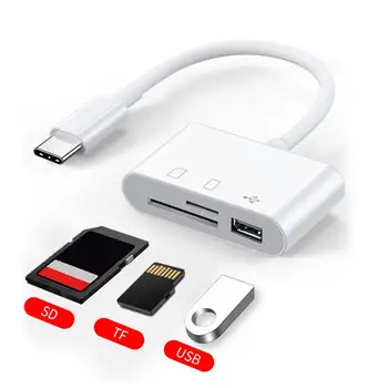 Четец на карти ABS USB-четец на карти стабилна производителност, многоцелеви удобен универсален четец на карти Type-C, адаптер за карта с памет