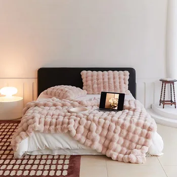 Тосканское ежедневното одеяло с кратка дрямка от изкуствена кожа заек Iight Iuxury премиум-клас, покривка за дивана, меко топло одеяло за спални