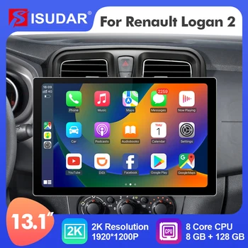 ISUDAR 2K 13,1-Инчов Авто Радио Android 12 За Renault Logan 2 2012-2019 GPS Мултимедиен Плейър Стерео 4G 8 Основната Carplay