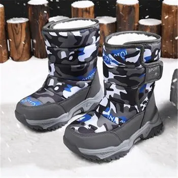 2023 Зимни детски обувки от плюшени непромокаемой тъкан, нескользящая обувки за момичета, зимни ботуши гумени подметки, модни топли улични обувки