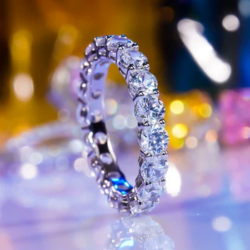 Модерен пръстен от 100% сребро 925 проба с платинен покритие за жени, Луксозно пръстен 0,2 карата, Сватбени Изискани бижута, подарък за годишнина от 2023