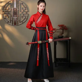 Фехтовальщица Ханфу, традиционни костюми от династията Тан, Древните женски костюми феи, рокля за cosplay, плат за представяне на китайските народни танци