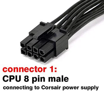 Конектор CPU 8 Pin към конектора CPU 8 Pin (4 + 4) EPS 12V Кабел-Адаптер за захранване на дънната платка за Единица източник на захранване Corsair (60 см)