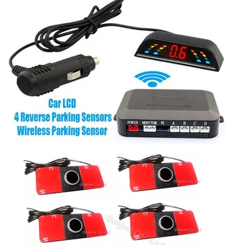 Безжична автомобилен парктроник, led сензор за паркиране с 4 сензори, 16 мм, обратно на резервната автомобилен паркинг радар, монитор, детекторная система
