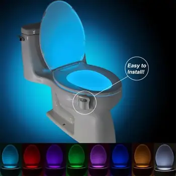 8 Цвята PIR Датчик за Движение, Тоалетни осветителни Тела LED нощна светлина За Баня, Осветление на Тоалетни За Баня, Нощна Лампа За Тоалетна