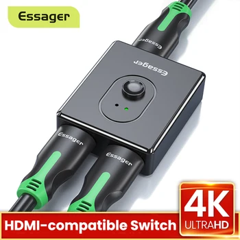 Essager HDMI-съвместим Ключ-Сплитер 4K 2.0 HDMI-съвместим Switch 1x2/2x1 Адаптер 2 в 1 Конвертор За PS4 HD TV BOX