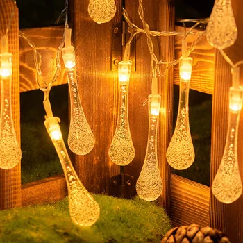 USB led лампа с капки вода, кристален лампа, страхотна струнни светлини, Празнична Коледно парти, сватба завеса, led осветление, украса на градината гирлянди