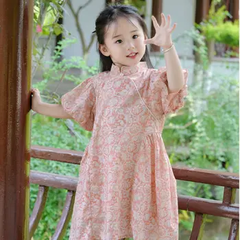 Розова рокля с пандой за малки момичета, детски дрехи 2023, пролетно-лятно нова рокля на принцеса, детско модно рокля, детско