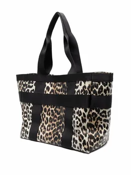 Дамски лоскутная чанта голям капацитет, с леопардовым принтом, модни реколта чанта на рамото с писмото принтом, новост 2023 г., женствена чанта-тоут