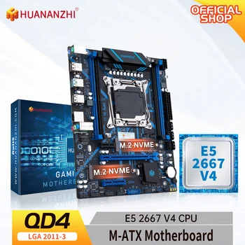 Дънна платка HUANANZHI X99 QD4 LGA 2011-3 XEON X99 с комбиниран комплект памет E5 на Intel 2667 V4 DDR4 RECC NON-ECC NVME