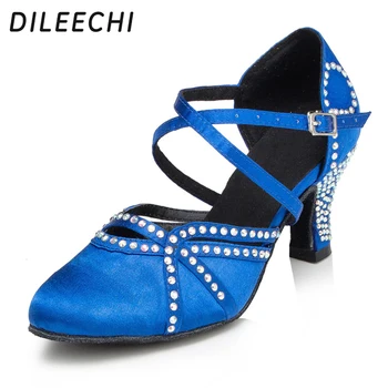 DILEECHI/есенно-зимни дамски обувки за латино танци, съвременни танцови обувки, обувки за танци балната зала, квадратна танцови обувки, мека подметка