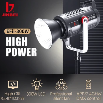 JINBEI EFII-300 led Лампа за Видеозаснемане 300 W 5500 К, Лампа За Студийно Фотографско Осветление С монтиране Bowens За Фотография/на живо/видео запис