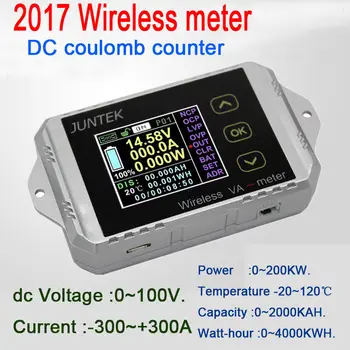 Безжично измерване на напрежение, ток и мощност кулоновский м 300A 100V капацитет на монитора на батерията кВтч Вата Заряд Разряд волта амперметър