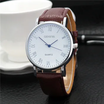 Минималистичные мъжки модерен часовник Прости мъжки бизнес кожени кварцов часовник със златист циферблат на часовник Relogio Masculino
