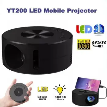 Мини led видео проектор с резолюция 1920 *1080 Yt200, домашно кино, мултимедиен плейър, 30000 часа, преносим Yt200