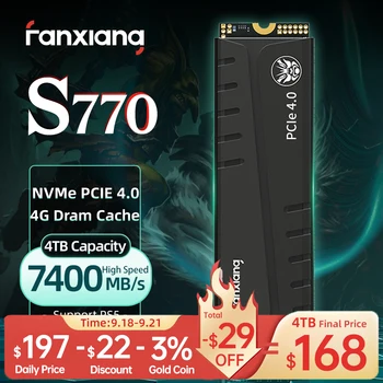 Fanxiang S770 M. 2 SSD 500 GB 1 TB И 2 TB 4 TB До 7400 MB/s. M. 2 NVMe PCIe4.0 1G DRAM Кеш Вътрешен Твърд диск за десктоп PS5