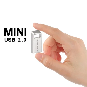 Супер Мини USBФлэш-памет от 64 GB Безплатен Потребителски Логото на Флаш памет 32 GB Siliver Ключодържател Memory Stick Истинският Капацитет на Метални Карта 16 GB