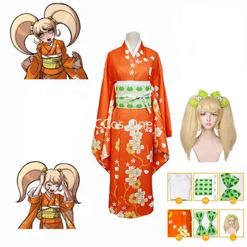Перука, обувки за cosplay, Супер Данганронпа 2, костюм кимоно Хируми Сайонджи размер плюс, костюми за възрастни жени, облекло за Хелоуин, Zentai