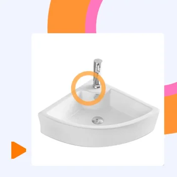Евтин ъглов умивалник с един дупка, триъгълна мивка, цена, триъгълна мивка за малка баня, ъглова мивка lavabo
