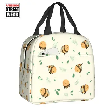 Много пчели, термоизолированная чанта за обяд, дамски преносима чанта за обяд, кутия за съхранение на храна в училище