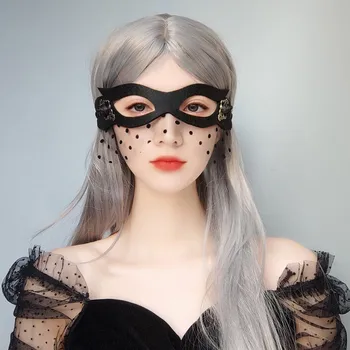 2023 Дамски куха маска Секси Cosplay лейси маскарадная маска за очи бельо и Аксесоари за Хелоуин Готическата однотонная маска