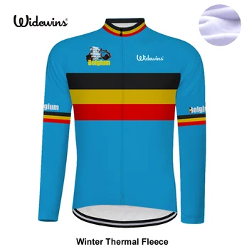Белгийската зимна топла руното или тънка нова тениска pro Belgium Team Long pro черен цвят за колоезденето / По-топли дрехи за колоездене Избира 6544