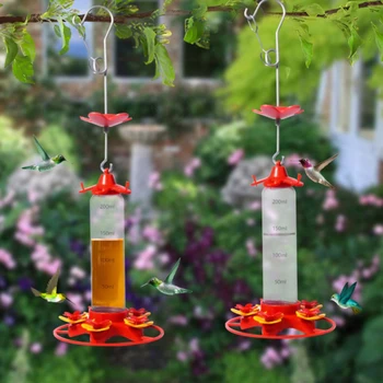 Градинска подвесная фидер колибри с 5 дупки за хранене, а за птици с куки за декор на градина и двор