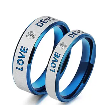 Висококачествени уникални сини пръстени от неръждаема стомана за мъже и жени, модни пръстени за влюбени двойки на едро
