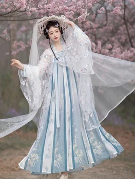Китайски традиционен костюм Ханфу, женствена рокля на древната династия Хан, на източното принцеса рокля, елегантна танцови на династията Тан