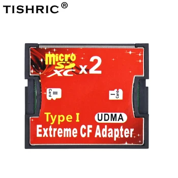 TISHRIC Двоен адаптер TF-CF с два порта Поддържа четец за карти Micro SDXC/Micro SDHC/Micro SD Конвертор SD-карти