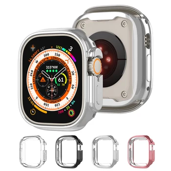 Мек силиконов калъф за Apple Watch 8 Ultra 49 мм от TPU с куха рамка Защитна броня за iWatch Защитен калъф аксесоари