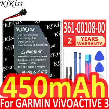450 mah KiKiss Мощна Батерия 361-00108-00 за Garmin ViVOACTIVE 3 Смарт Часовници NL28LL31B03OC Музикални Часовници Li-po Батерия
