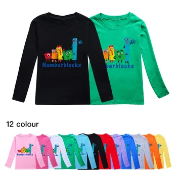 Обучение на печатни числови блокове, дрехи за деца, тениска за почивка, пуловер памук за най-малките момчета, блузи с дълъг ръкав за момичета