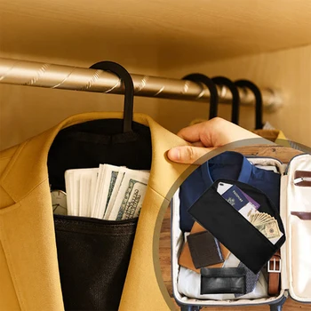 Закачалка за чанти, Закачалка за гардероб за пътуване крие ценни предмети пари с таен джоб, подходящ за закачане на дрехи