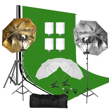 Фонови рисунки, Определени чадъри за фото студио 33 ' 84 см Бяло злато Черно мека светлина с електрически крушки Притежателя лампа за снимане на статив