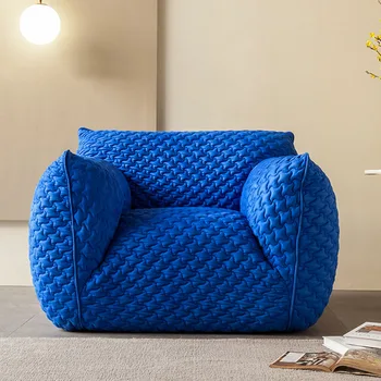 Италиански единична разтегателен шезлонг за възрастни Дизайн Blue малък диван от вълна от овце U-образна форма необичайна мебели за хола Divano House