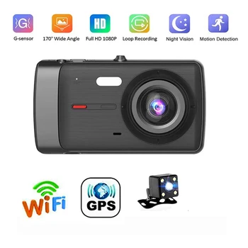Автомобилен Видеорекордер Dash Cam WiFi 4.0 Full HD 1080P Камера за обратно виждане на Автомобила Видеорекордер Авто един dashcam Черна Кутия, с GPS Проследяване на Автомобили Аксесоари