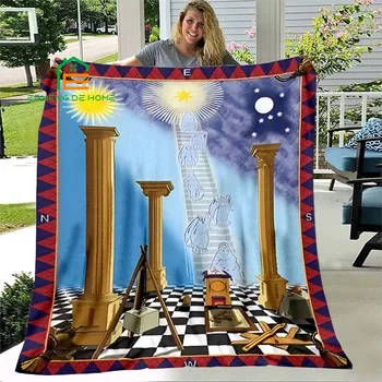 3D печат масонское меко одеяло, фланелевое одеало за дневна/спалня, топло одеяло, за деца, възрастни, възрастни хора, 5 размери