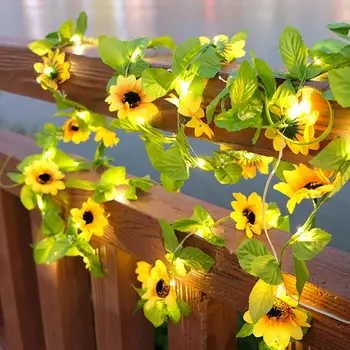 Led слънчева светлина под формата на слънчоглед, 8 режима на регулиран приказни струнни осветителни тела за украса на градината на открито
