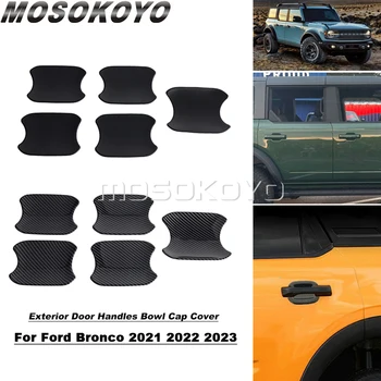 За Ford Bronco Карбон Черен Отвън Външна Врата Копчето Купа Панел На Кутията Покритие За Защита От Надраскване И За Ford Bronco 2021 +