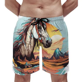 Къси панталони за езда, летен небесен пейзаж, всеки ден плажни къси панталони, мъжки бански за джогинг, быстросохнущий дизайн