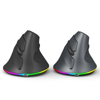 Акумулаторна RGB мишка с 2.4 Ghz безжична ергономична вертикална оптична мишка с 7 бутона Персонализиране на вашия опит игри K0AC