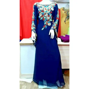 Тъмно сини caftans Рокля Farasha Абая от Дубай, Мароко, много модно дълга рокля в европейския и американския стил