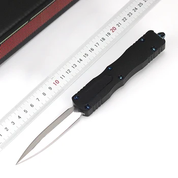 Тактически инструмент за Автоматично външен джобен нож Огледален лампа D2 Стоманен нож дръжката е от алуминиева сплав черни ловни ножове