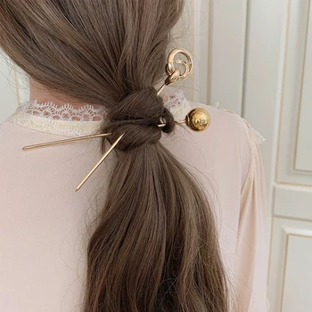 Аксесоари Hanfu Прост темперамент на златния цвят женски метални щипки за коса разклона за коса на пръчки за коса-Аксесоари за коса