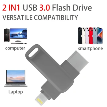 USB Флаш памет за iPhone, iPad Pro Android Pen Drive Type c Otg 32 gb 64 gb 128 gb, 256 г 2 в 1 USB3.0 Memory Stick
