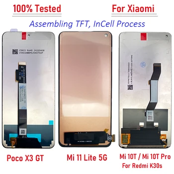 TFT 100% Тествани Дисплей За Xiaomi Mi 11 Lite 5G Mi 10T Pro LCD дисплей С Сензорен екран, цифров преобразувател В Събирането, Подмяна на Дисплея Poco X3 GT