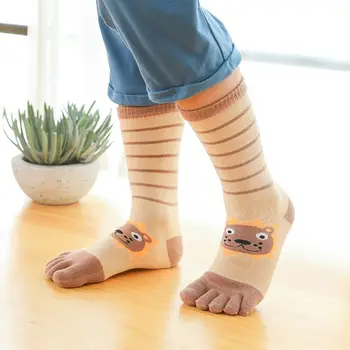 Удобни чорапи носочные бижута с изображение на лъв и тигър, спортни пролетта чорапи с пръсти, памучни чорапи, чорапи с пет пръста, детски къси чорапи