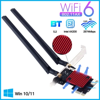 Wifi 6 Intel AX200 PCIE Безжичен Адаптер AX200NGW 802.11 ax Мрежова карта Bluetooth 5,2 МУ-MIMO 2,4 G/5 Ghz За Windows 10/11
