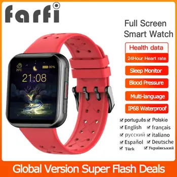 Farfi смарт часовници 1,69 инча с пълен сензорен екран, многоезичен наблюдение на сърдечната честота, монитор на кислород в кръвта, спортни смарт-ръчни часовници за Android и IOS